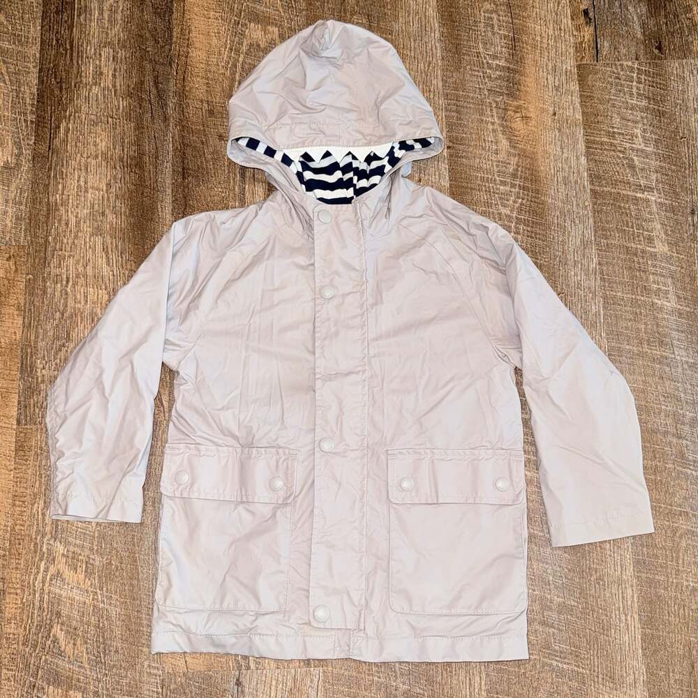 Gap grey / navy shark raincoat jacket hood size 4